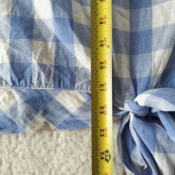 J. Crew Factory Top Cotton Linen Blue White Gingham Sleeveless Front Womens 14 - Picture 10 of 12